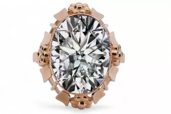 Пръстен Циркон Оригинално ретро 14k розово злато Винтидж бижута vrc043r